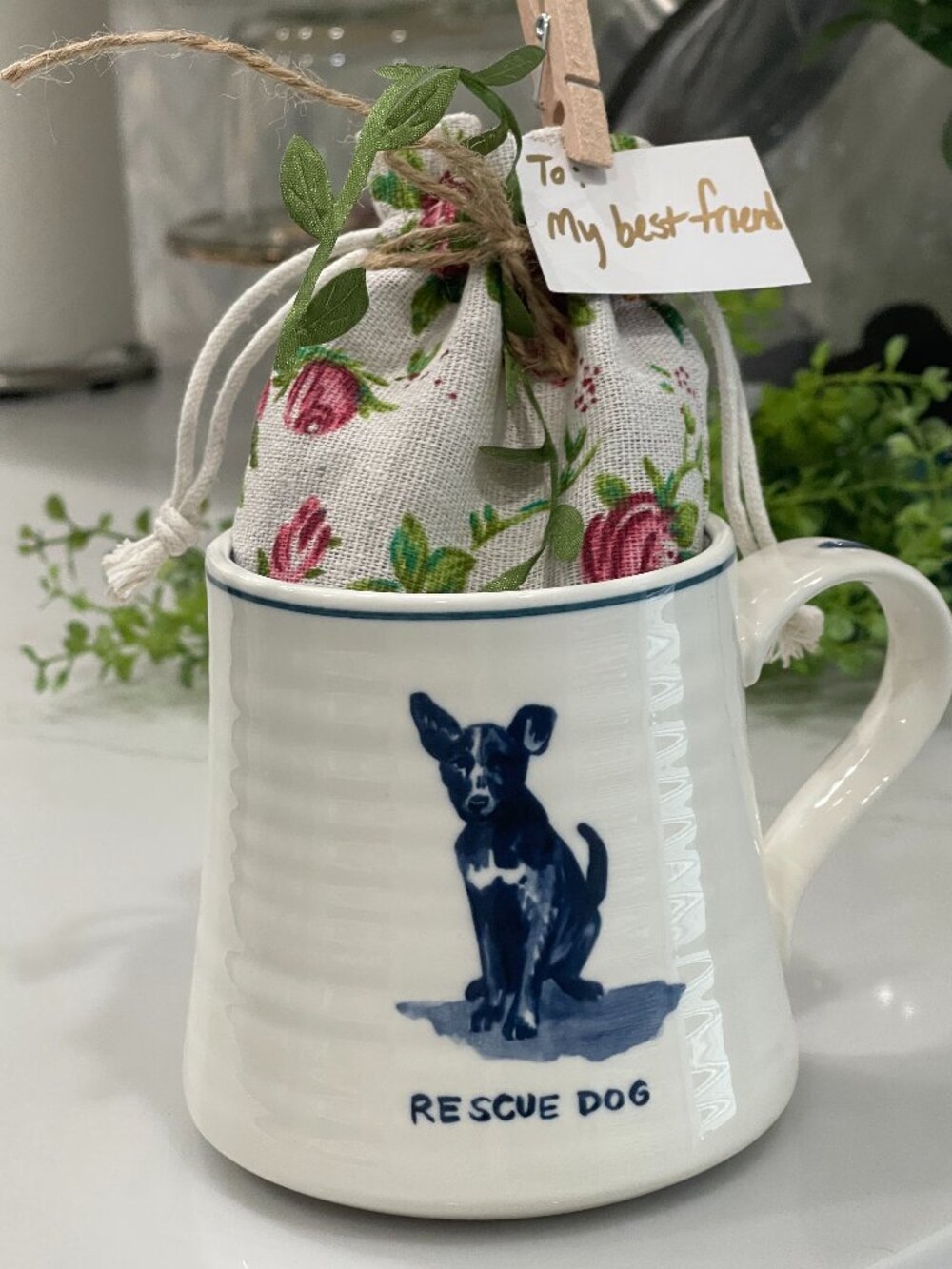 Anthropologie Rescue Dog Mug Best Friend Gift Set BFF Dog Lover!